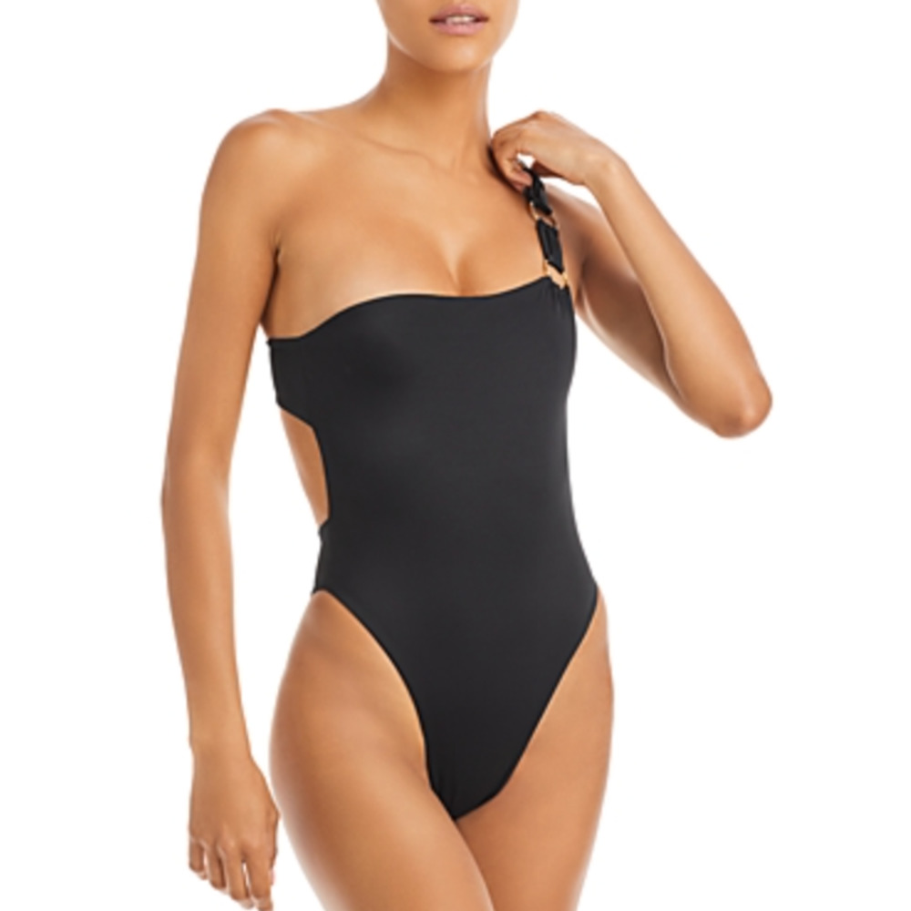 JOUES DE SABLE Sheida Black One Shoulder‎ One Piece Swimsuit